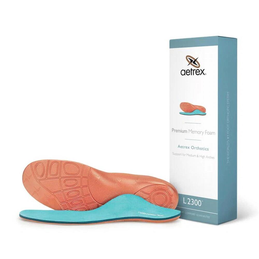 NEW AETREX men's premium memory foam orthotics insole in orange/blue